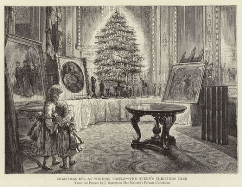 Pohon Natal milik ratu Inggris di Windsor Castle. Mainan anak-anak rakyat jelata yang bernama Pohon Natal itu naik pamor saat masuk istana.